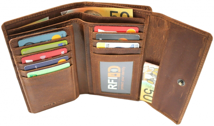 hide & chic – Engroshandel Tegnebog - Dame – RFID pung i fuldnarvet koskindslæder. Sort, brun, blå eller rød. Stil nr. 21004 Hide & Chic6