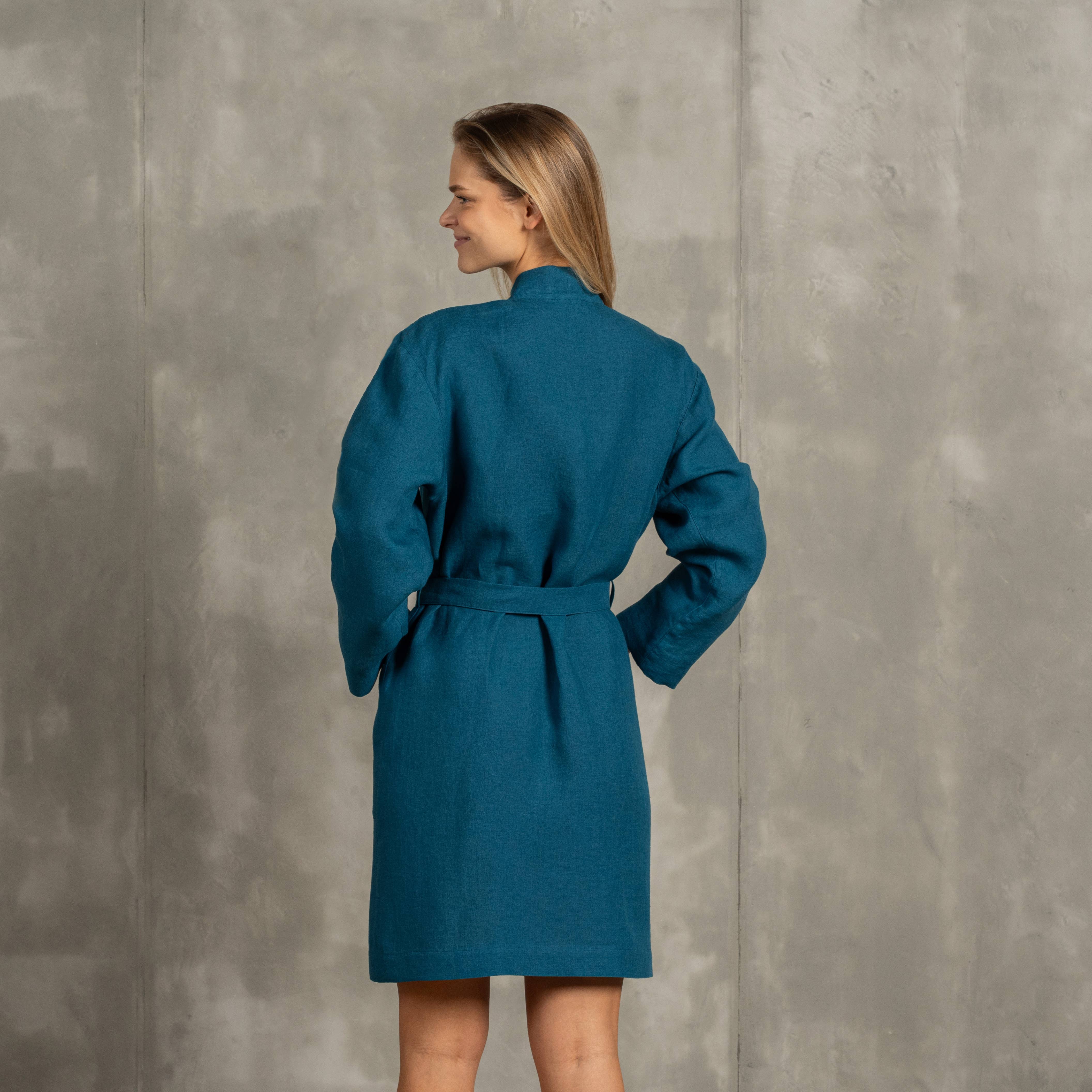 menique - Wholesale Robe - Women's - Women's 100% Linen Bath Robe - Organic Natural Bath Wear8