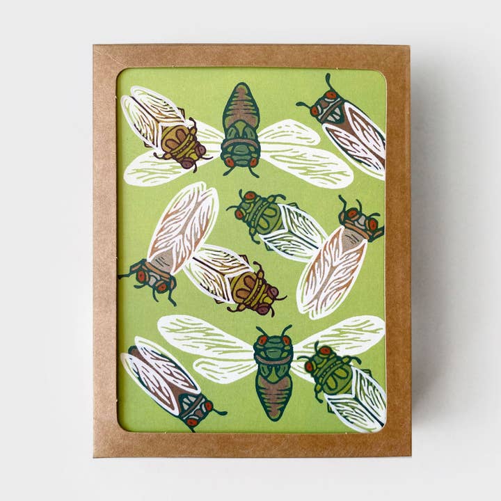 Cicada Boxed Card Set of 8 for wholesale by Root & Branch Paper Co.