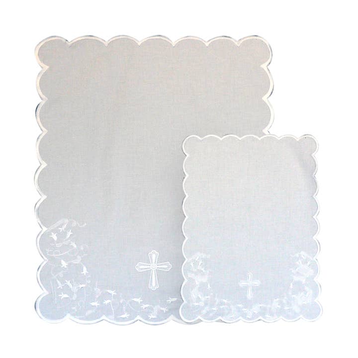 MARCELA - Wholesale Burp Cloth - Baby - Christening Towel on Piqué - Embroidered Cross