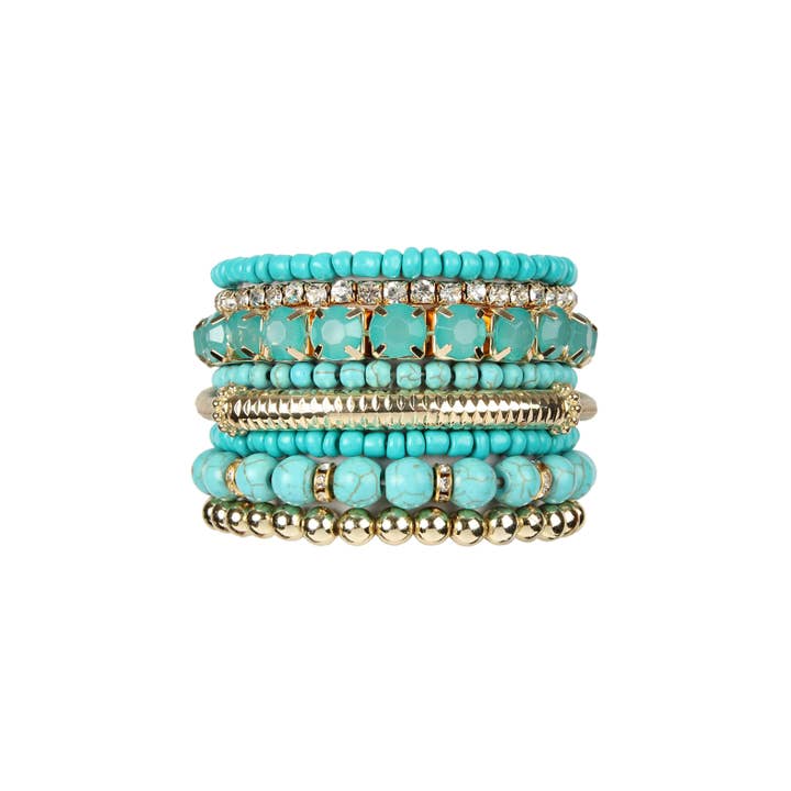MYS Wholesale Inc - Wholesale Beaded Bracelet - Regular Size Stack-able Beads Bracelet Set7