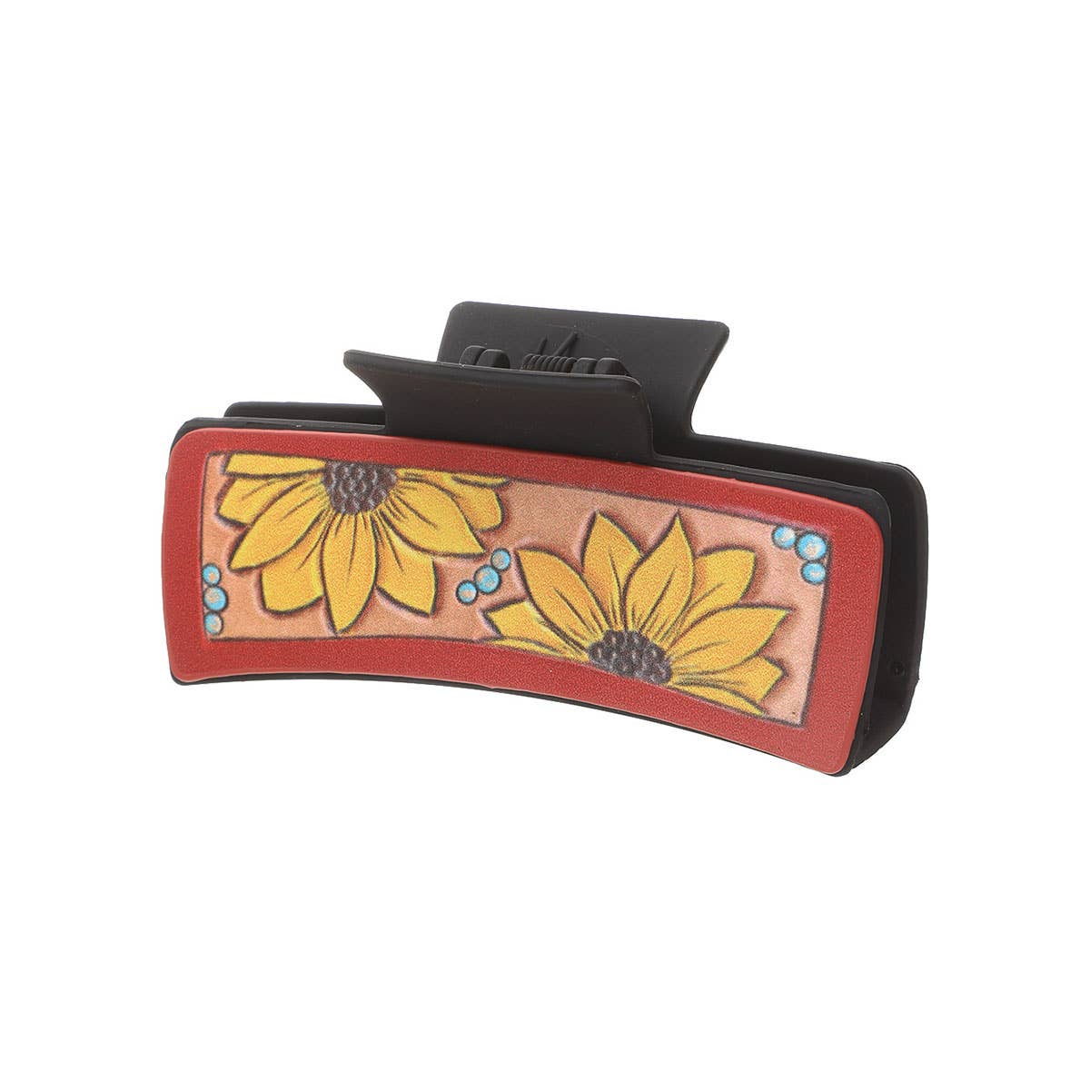 ACCITY - Wholesale Hair Clip - Women's - Sunflower PU Leather Hair Claw, Western Style_CWASC16180