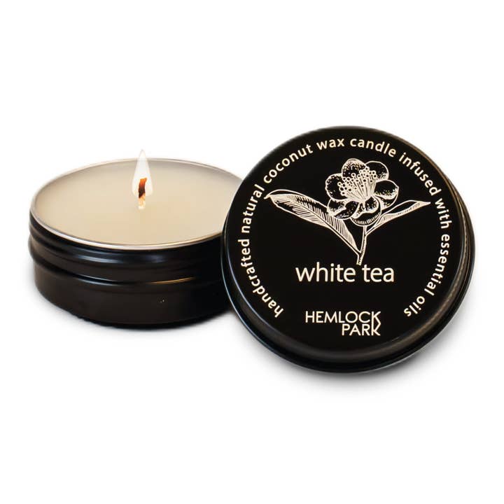 White Tea | 1 oz Travel Size Tea Light Candle for wholesale by Hemlock Park