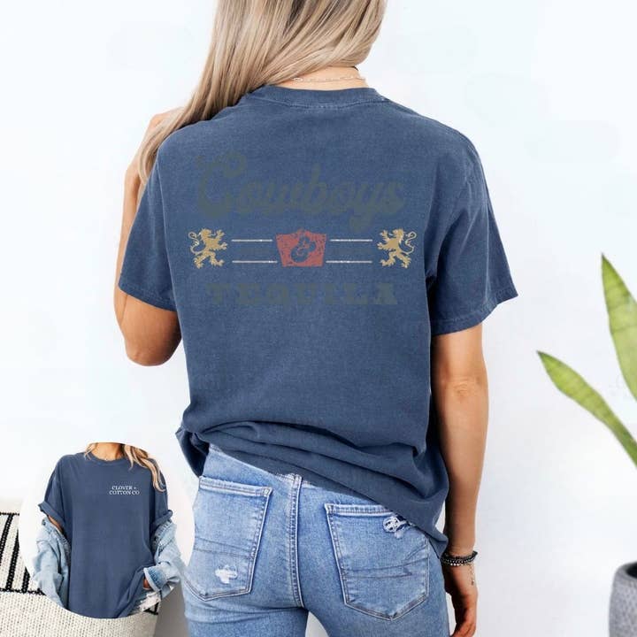 Clover + Cotton Co - Wholesale Screen Printed T-Shirt - Unisex - Cowboys And Tequila Tees