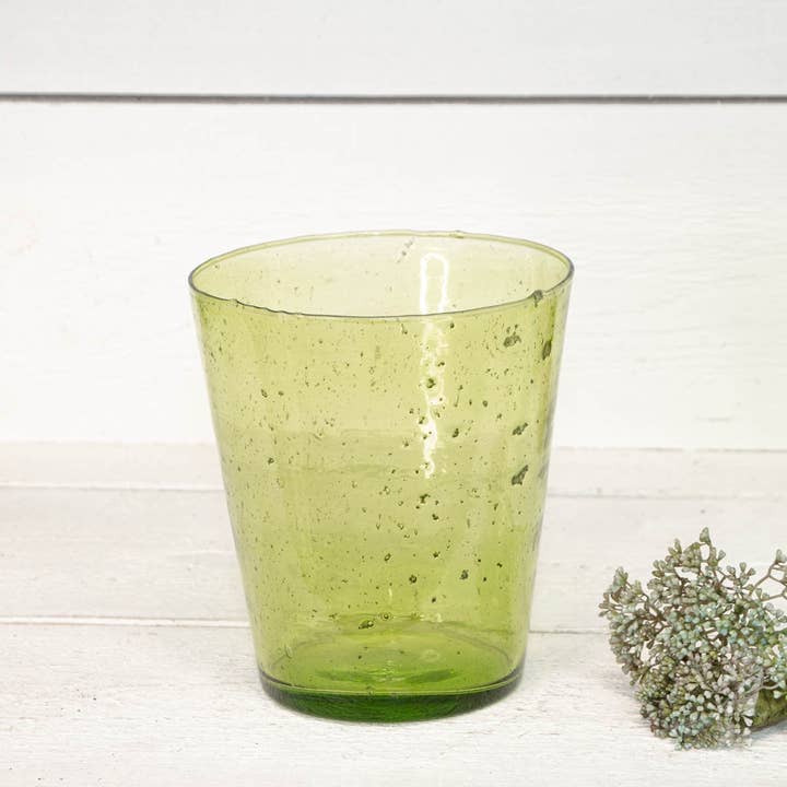 Green Glass Tealight Holder - H.19cm for wholesale by Antikas