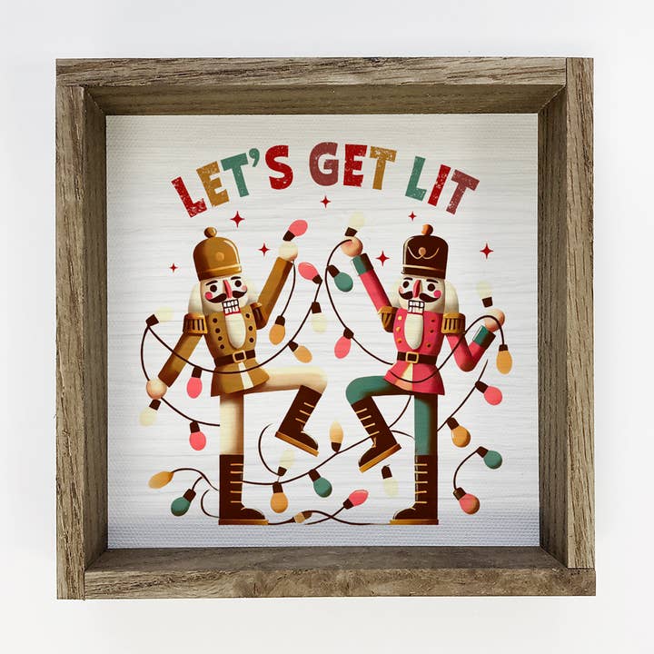Let's Get Lit Nutcrackers - Toile de Noël - Encadrée pour la vente par Hangout Home