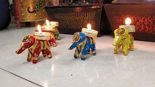 El'Cobre-Ecozonelifestyle - Venta al por mayor Candelabros - Set de 2 portavelas artesanales en forma de elefante para vela tealight7