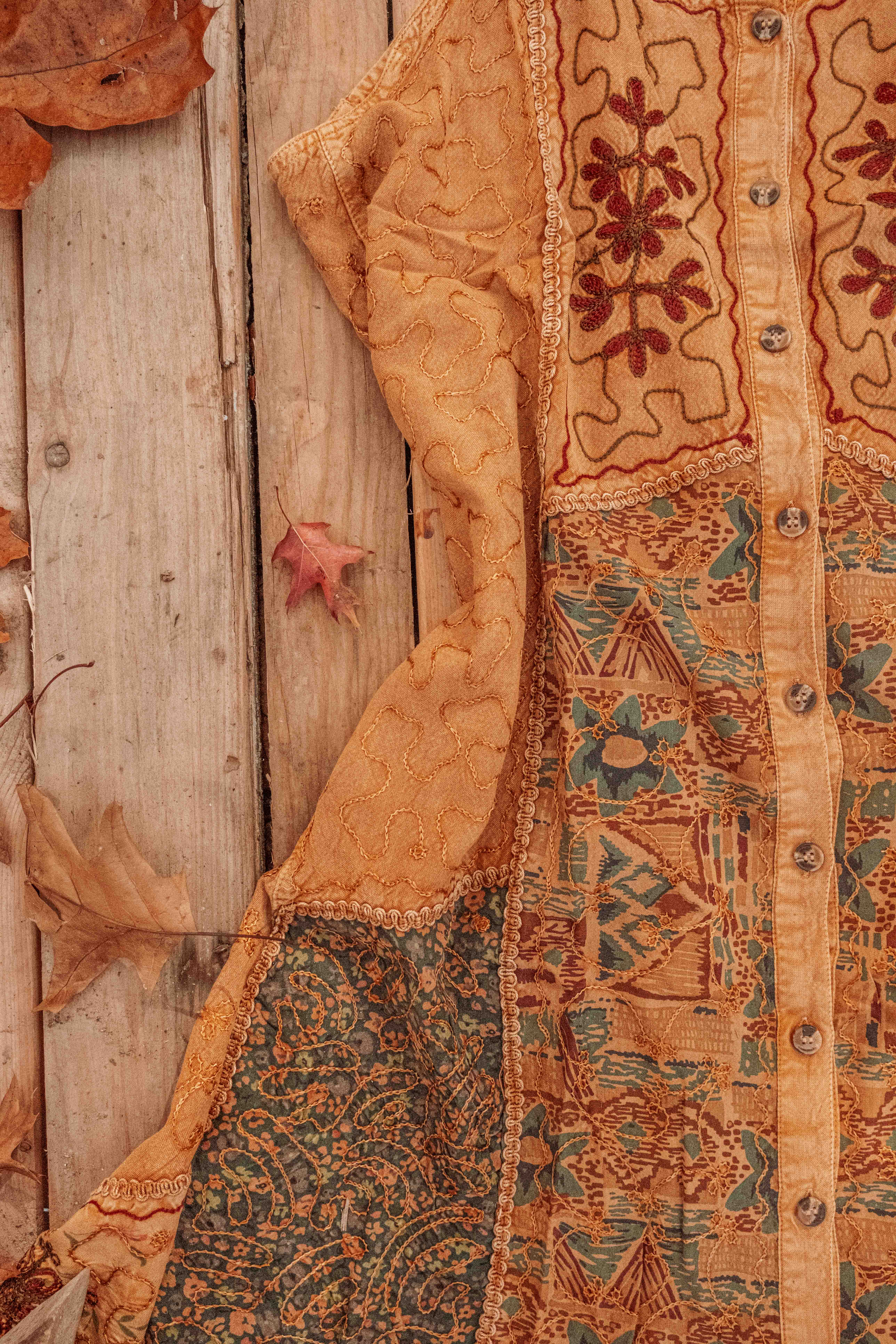 Gardenbelle Shop - Venta al por mayor Vestido - Mujer - Minivestido de patchwork bordado Bohemian Cottage Core PLUS2