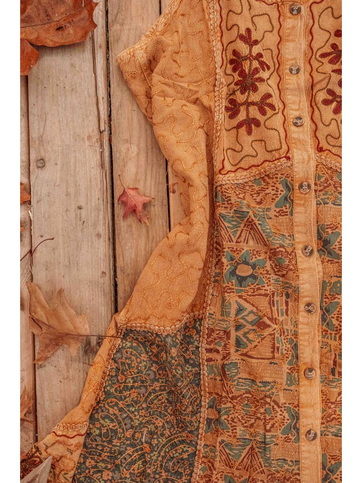 Gardenbelle Shop - Wholesale Dress - Women's - Bohemian Cottage Core Embroidered Mini Patchwork Dress PLUS2