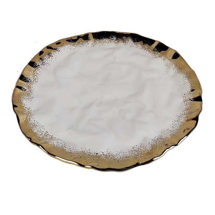 CLASSIC TOUCH DECOR INC. - Wholesale Charger Plate - Set of 2 White Porcelain Chargers with Gold Edge