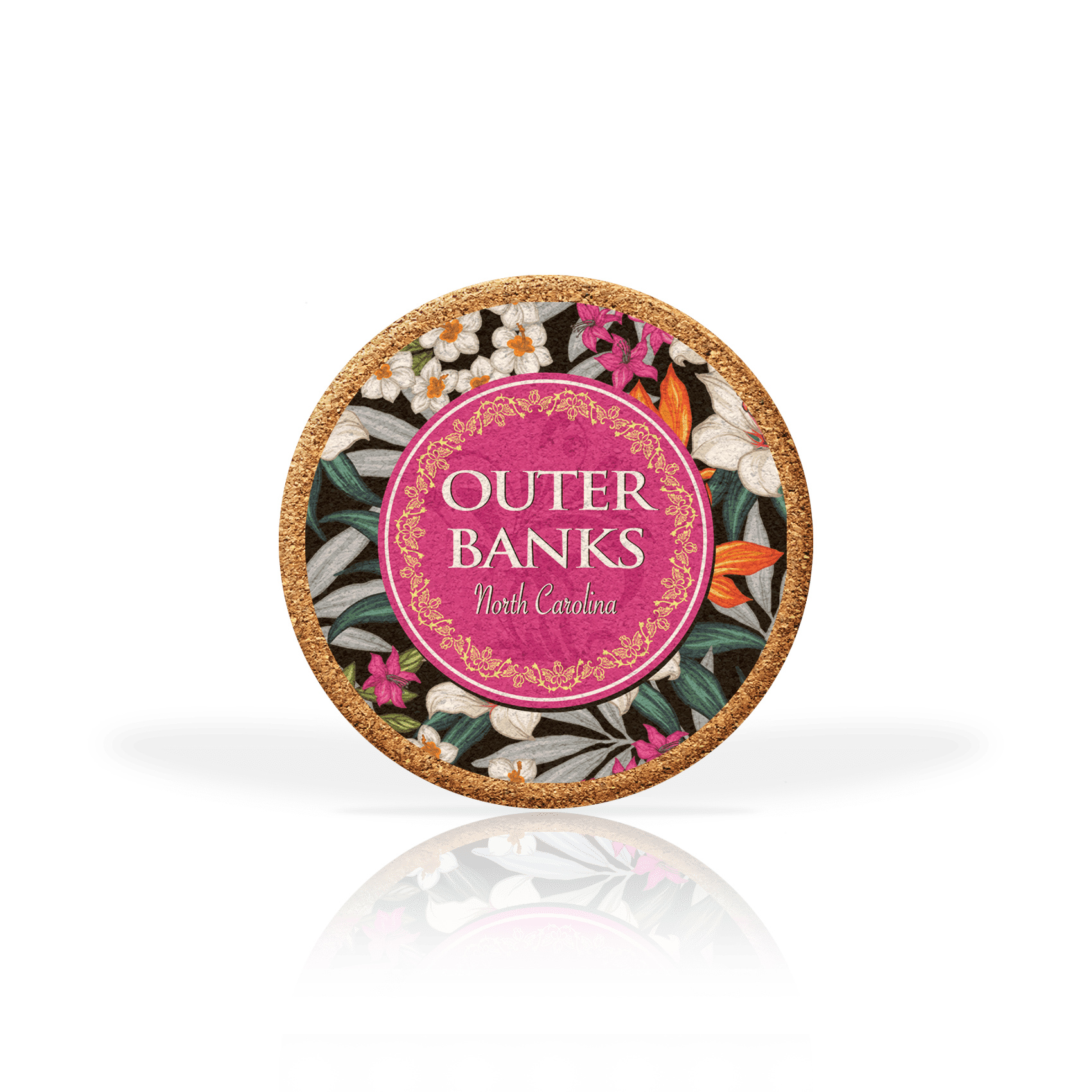 Matrix – wholesale Underlägg – Anpassad tropisk blommig på Black Cork Coasters Collection10