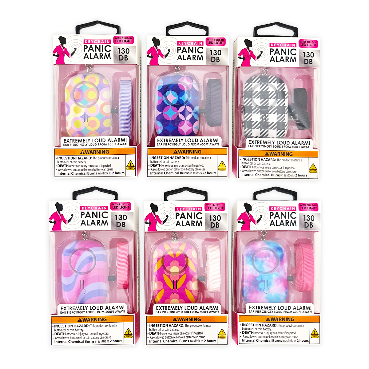 Novelty Brands - Wholesale Keychain - Unisex - Roughneck Panic Alarm & Light Keychain Assortment- 6/Display1