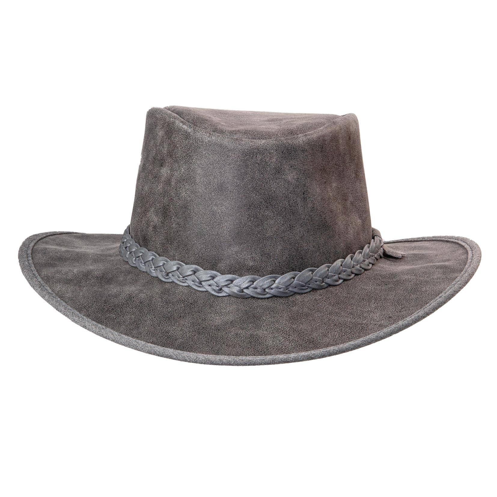 American Hat Makers - Wholesale Cowboy Hat - Unisex - Premium Crushable Leather Outback Hat - Style Crusher5