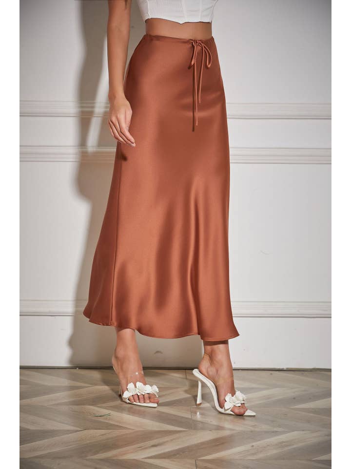 Rosa Clothing - Wholesale Skirt - Women's - High-waist wrap maxi satin skirt3
