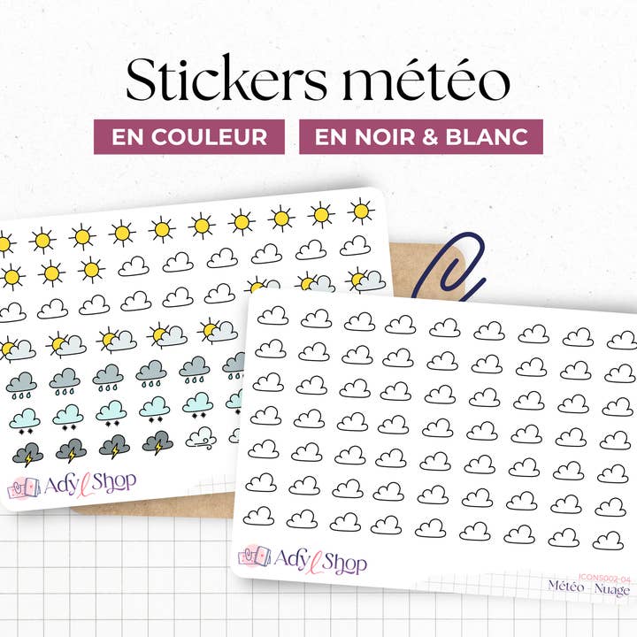 Klistermärkeark "väderikoner" för wholesale av AdyLShop
