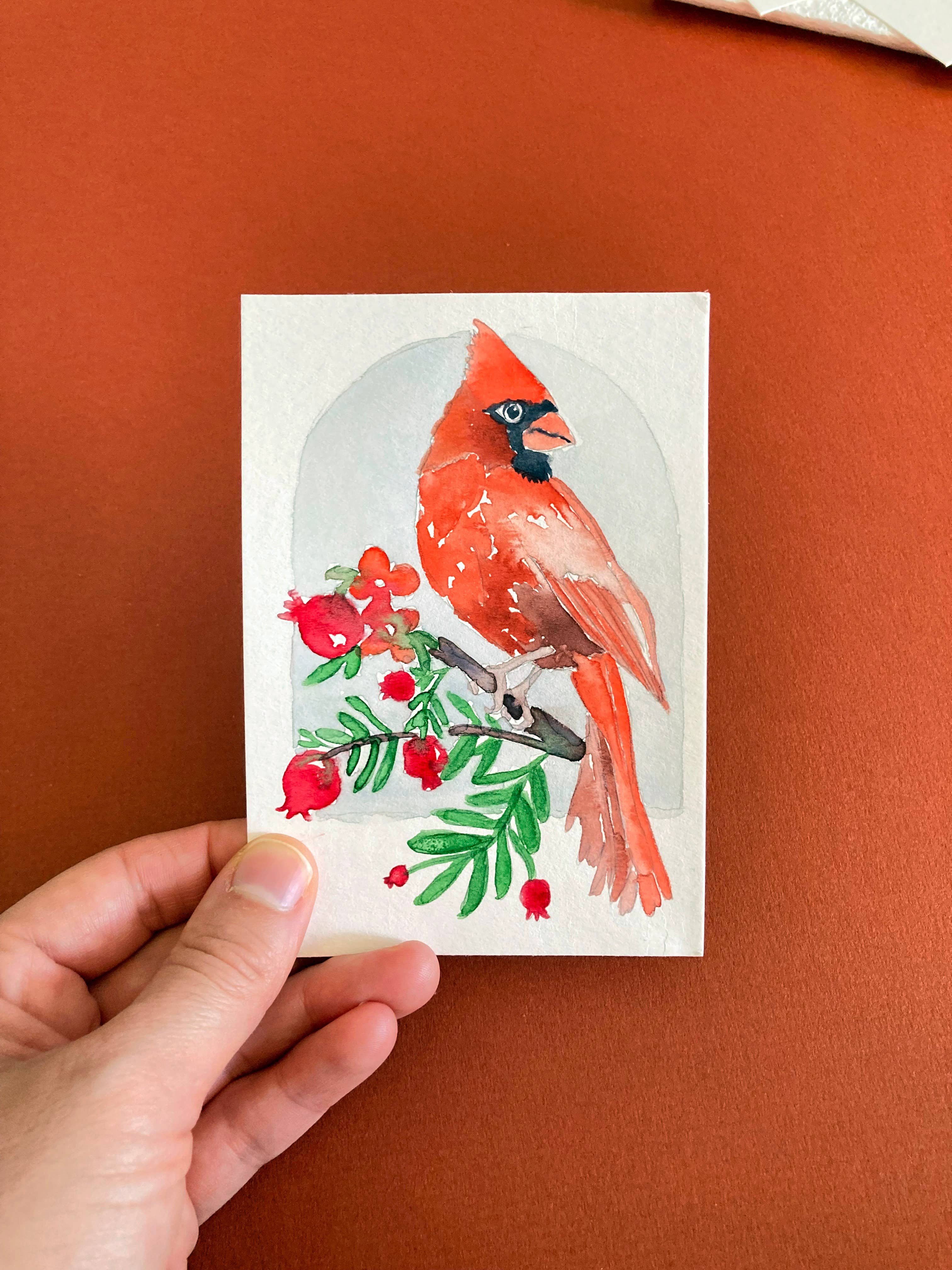 Pink Puddle Studio - Wholesale DIY Craft Kit - Red Cardinal Bird Floral Watercolor Paint by Number DIY Kit 3