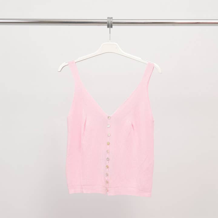 Cecile Wang - Wholesale Tank Top - Women's - Ribbed tank top with mother-of-pearl buttons – SVD6134