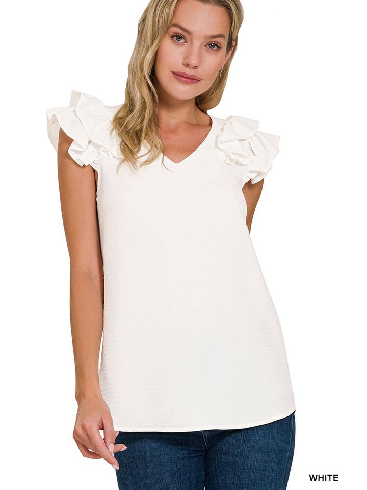 42POPS - Wholesale Blouse - Women's - ",,._ SI-25823 Airflow Tiered Ruffle Sleeve Top