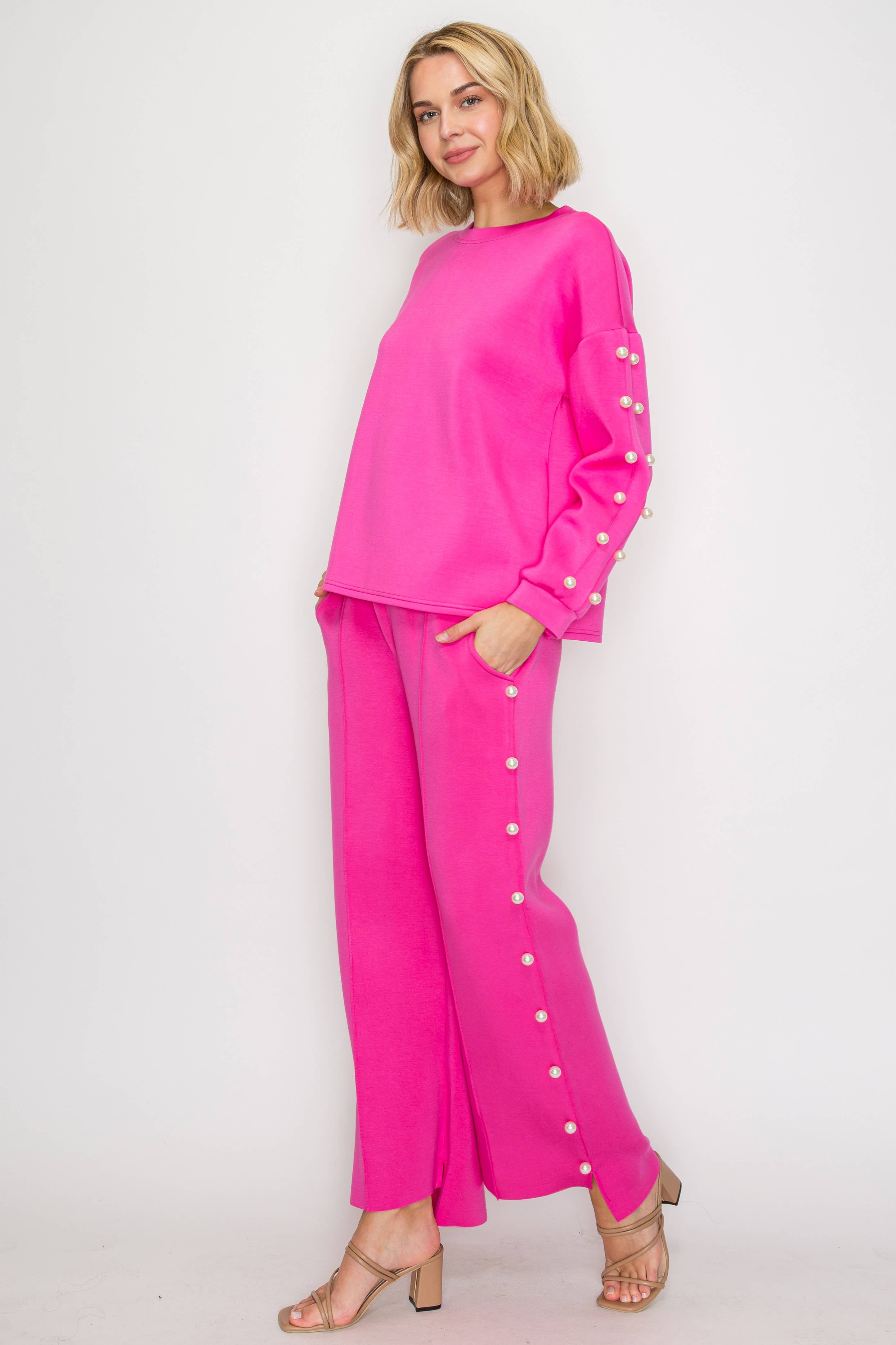 Joh Apparel - Venta al por mayor Jersey corto de punto - Mujer - Top de perlas Katri Stretch French Scuba40