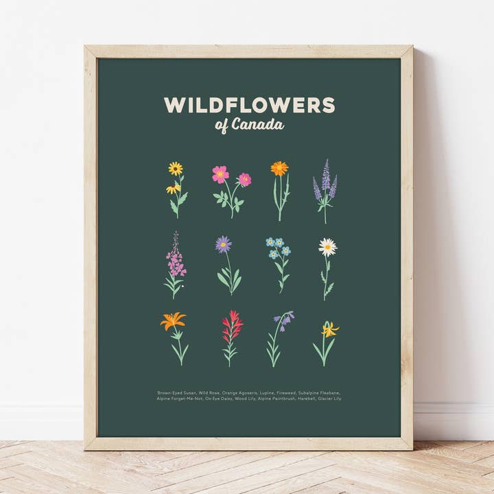 Impression de fleurs sauvages du Canada - Vert pour la vente par Wildly Supply Co.