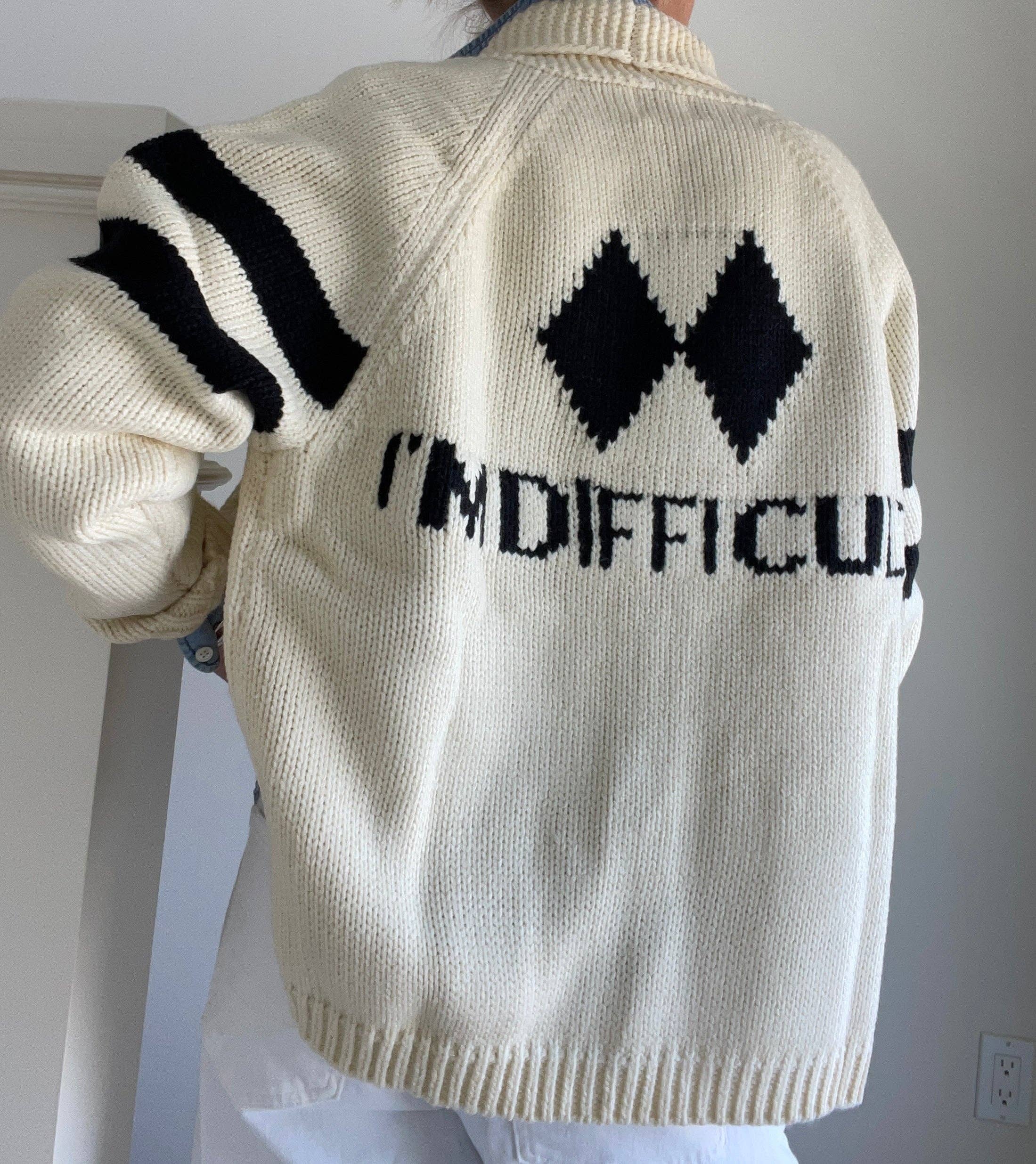 Pink Pineapple - Wholesale Cardigan - Women's - I'm Difficult Varsity Cardigan1