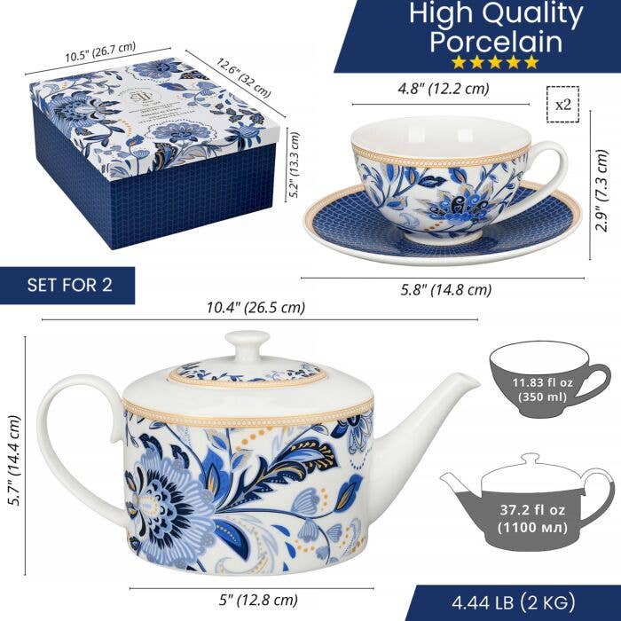 STP - Wholesale Tea Set - Melodie de Fleurs Porcelain Tea Set of 5 pcs