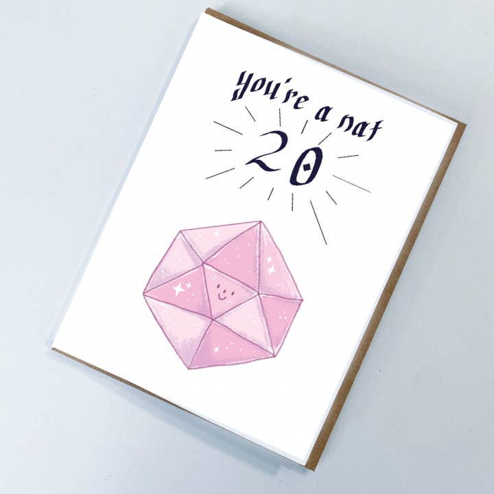 Abby Cali Art - Wholesale Love Card - Fantasy D20 Nat 20 Love Card
