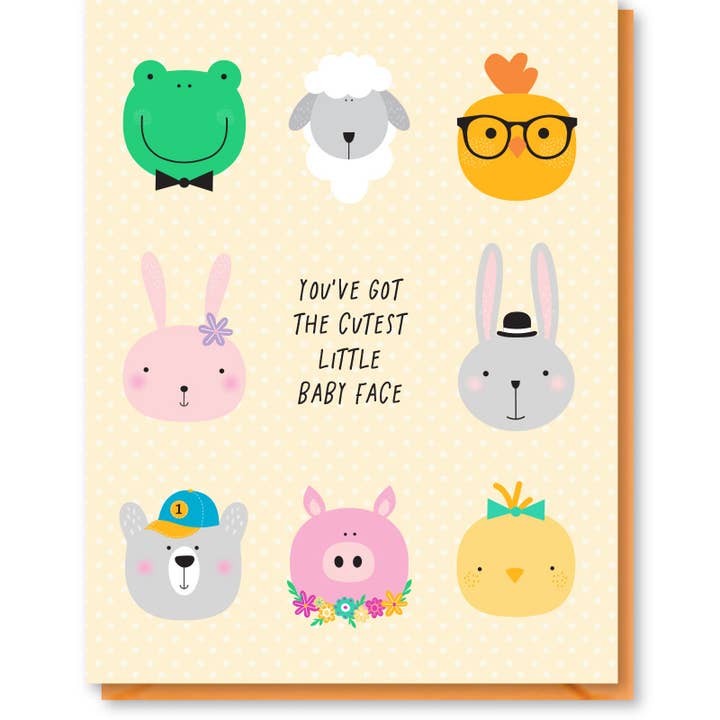 Baby Face Baby Card for wholesale by doodle bird design