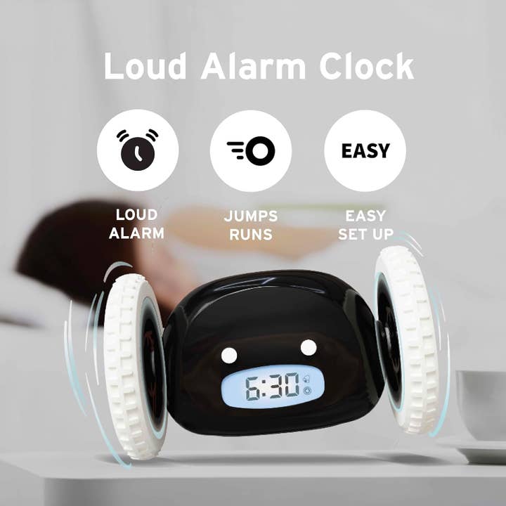 Clocky - Wholesale Alarm Clock - Loud Alarm Clock on Wheels for Heavy Sleepers (Black)1