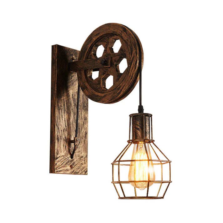 Ledsone – wholesale Chandelier/hanging light – Vintage Industrial Wall Light E27 Fitting Pulley Wheel Wall Lamp~223110