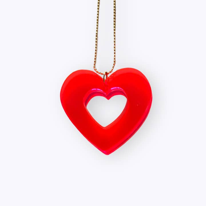 All Things We Like - Wholesale Pendant/Charm Necklace - Recycled plastic Heart big neon pink