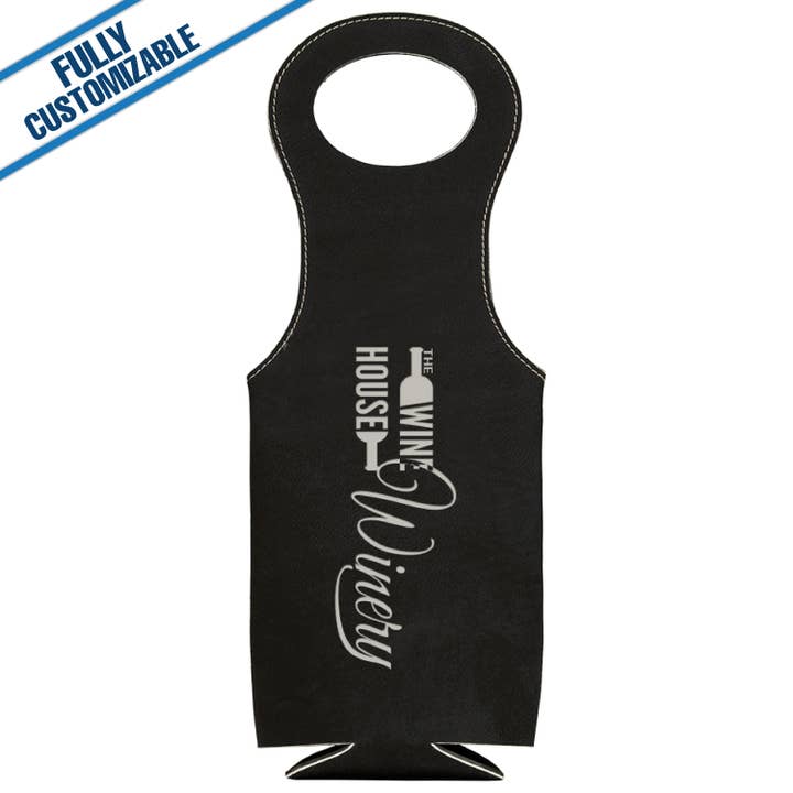 GiftWorksPlus - Wholesale Wine Tote - Engraved Leatherette Wine Bag - Fully Customizable4