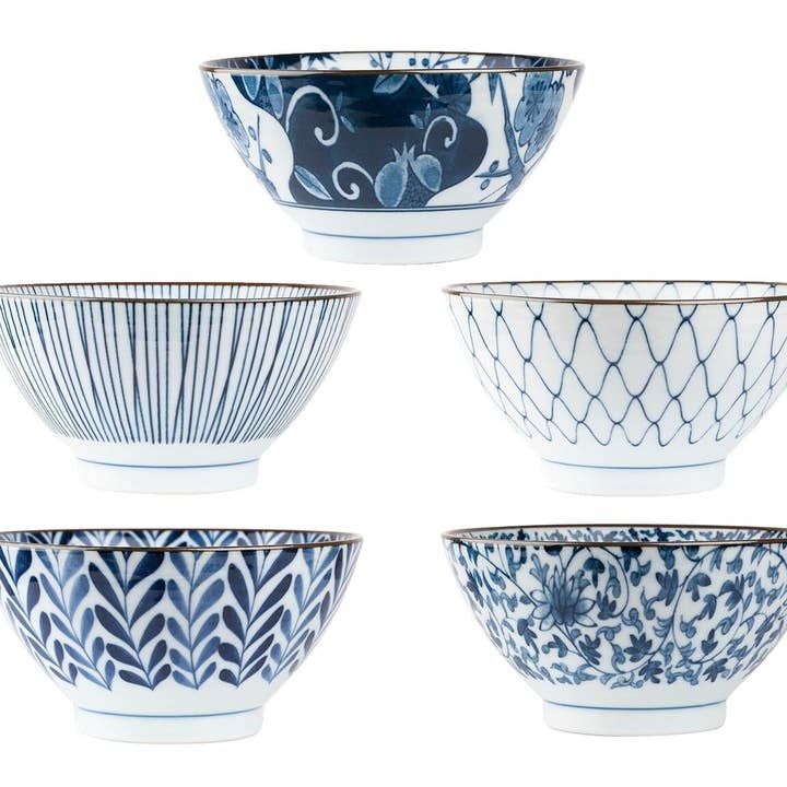 Set van 5 kommen met Japanse patronen voor wholesale door Maison jiki