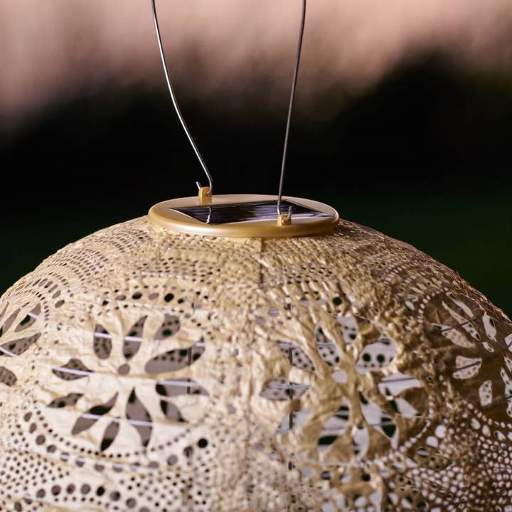 Allsop Home & Garden - Wholesale Lantern - Stella Boho 12" Globe Solar Lantern - Pearl