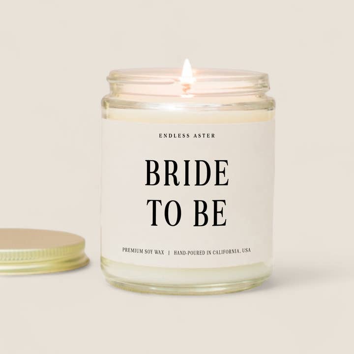 Bride To Be Duftkerze aus veganem Sojawachs im Glas, 8, 16 oz, Verlobung für den Großhandel von Endless Aster