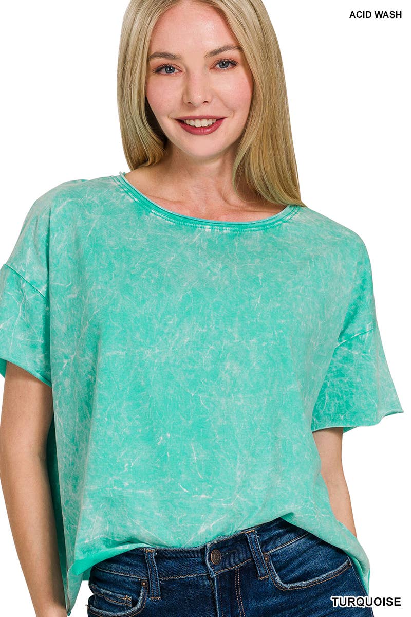 42POPS - Wholesale Knit Top - Women's - `.Washed Crew Neck Crop TShirt11