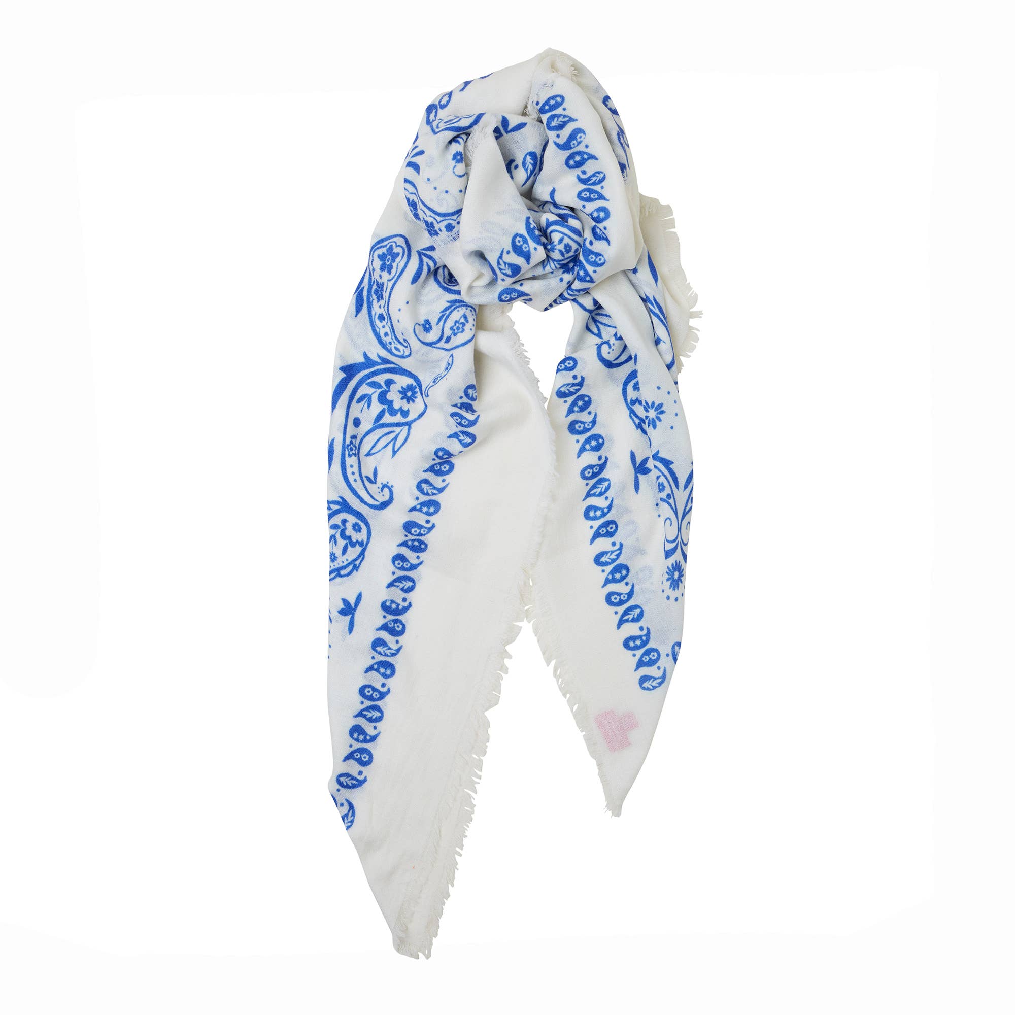Blue Printed XL Cashmere Bandana - Blue/White for wholesale on Faire1