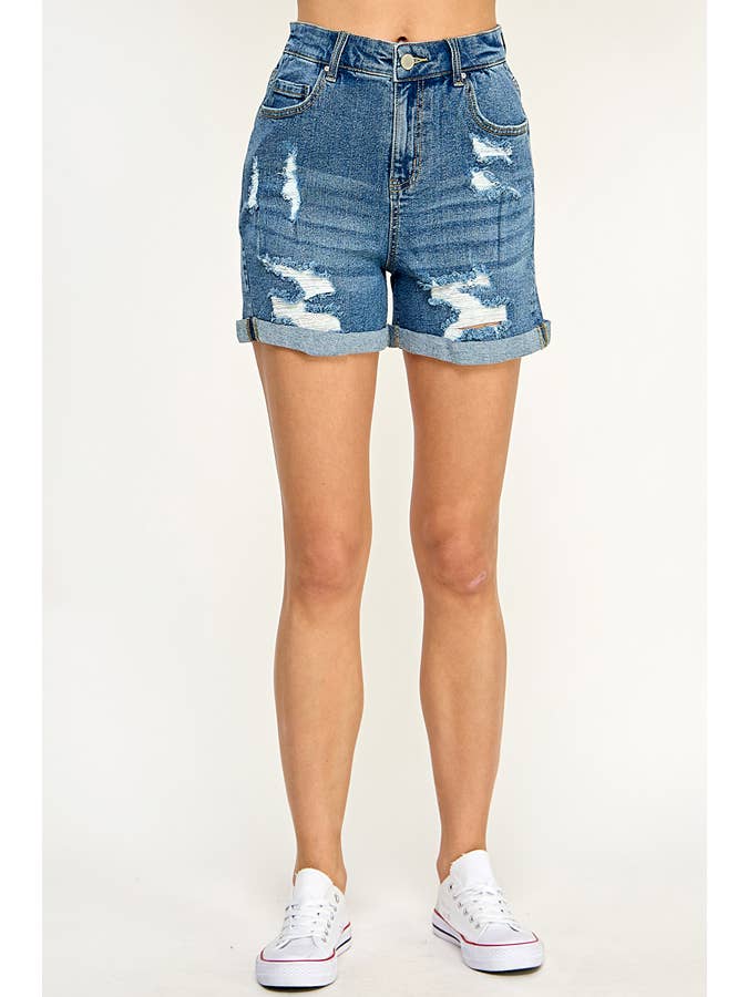 BLUE AGE - Wholesale Shorts - Women's - AUTHENTIC DESTRUCTED MOM SHORTS ,JS-2029