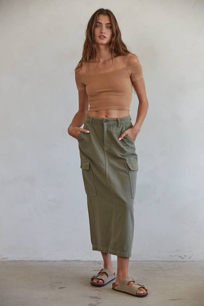 By Together - Wholesale Knit Top - Women's - S1054 | Knit Seamless Ribbed Off Shoulder Crop Top3