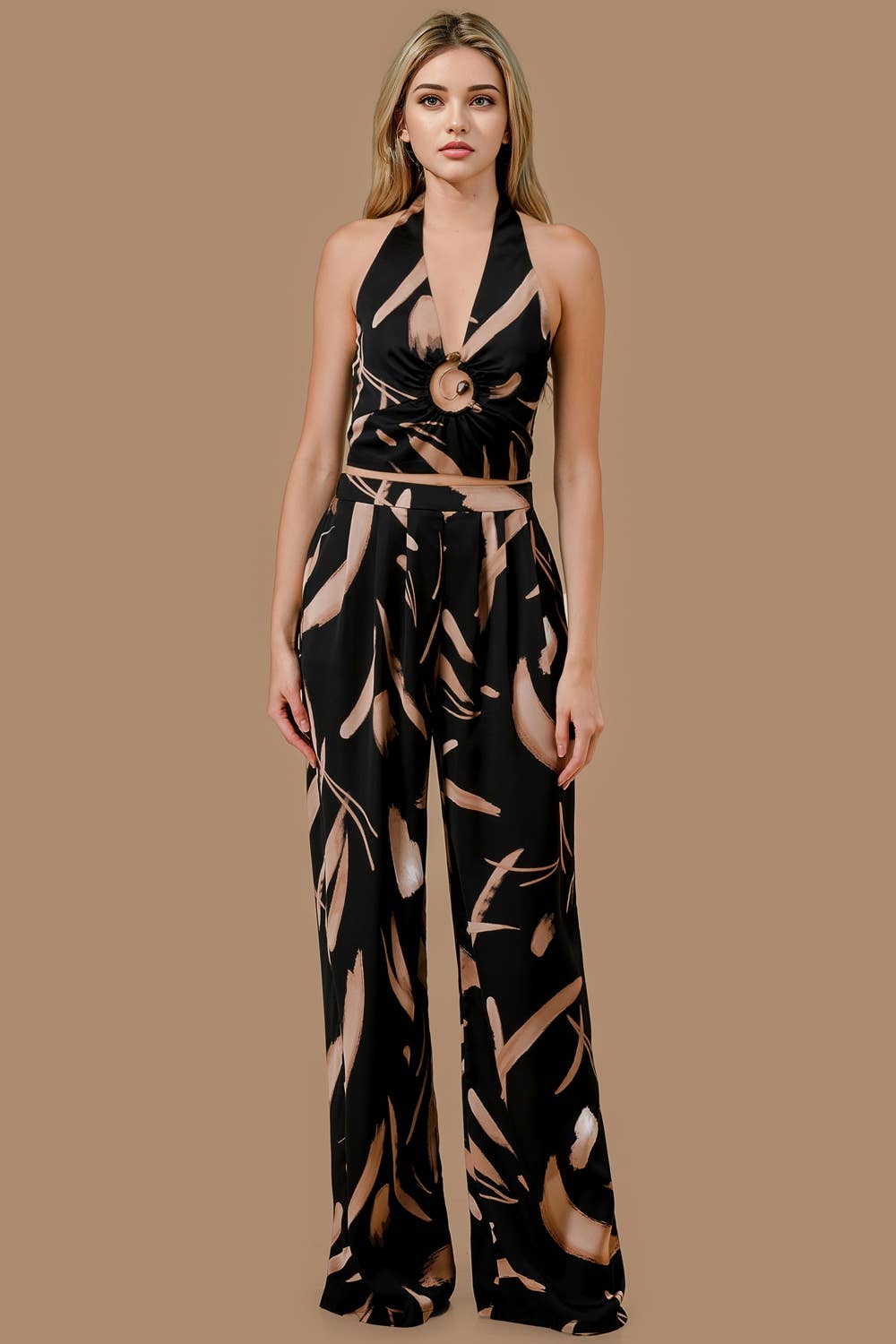 BLACK COMBO ASWF5213E_WOVEN RINT W/ HARDWARE TRIM HALTER SET for wholesale on Faire0