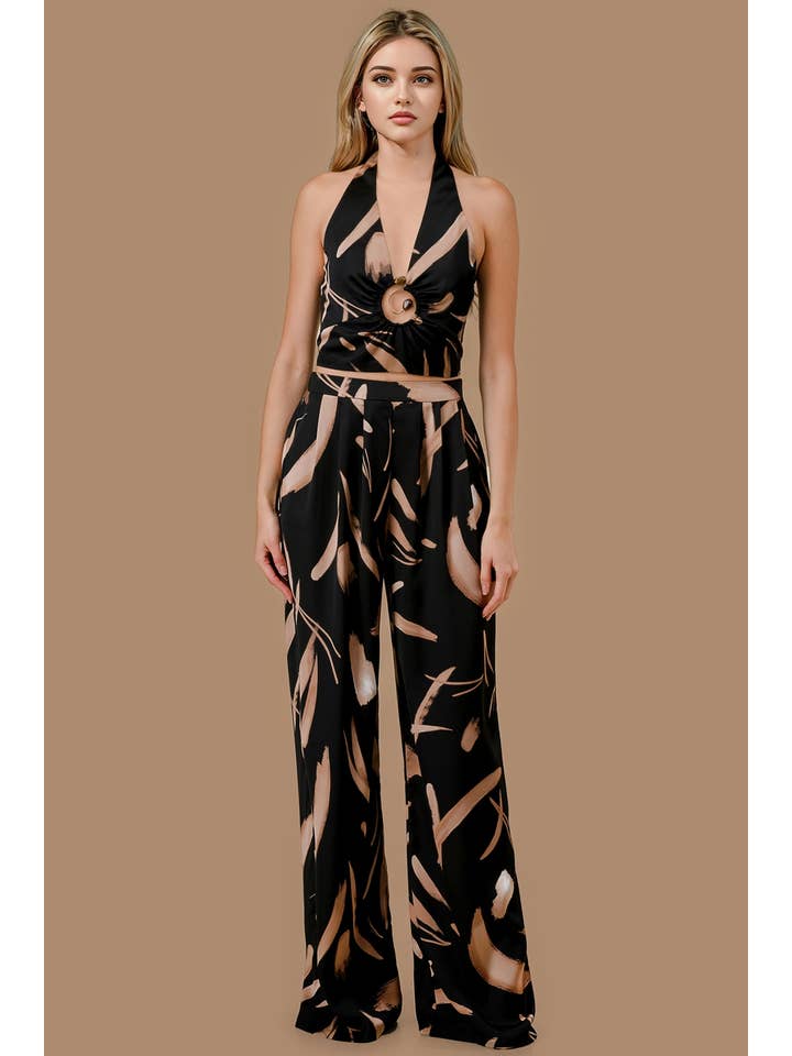 BLACK COMBO ASWF5213E_WOVEN RINT W/ HARDWARE TRIM HALTER SET for wholesale on Faire