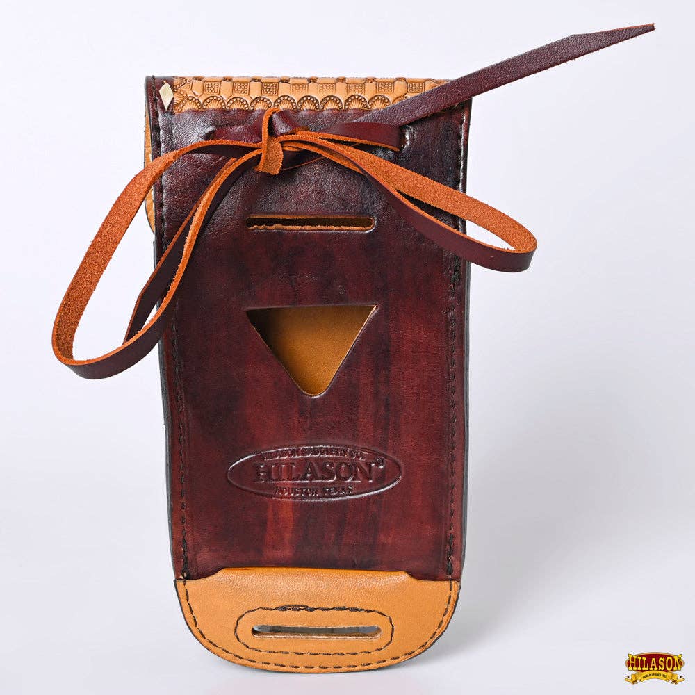 HILASON - Wholesale Phone Wallet - Women's - Hilason Basketweave Floral Cell Phone Case Tan American Leather17