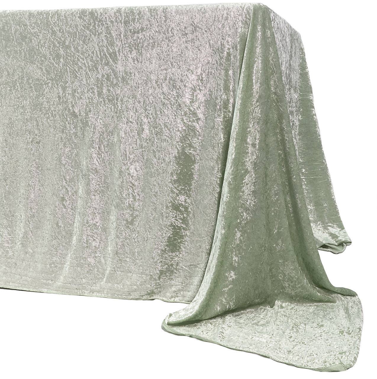 YOUR CHAIR COVERS - Wholesale Tablecloth - 90 x 132 Inch Rectangular Crushed Velvet Tablecloth Sage1