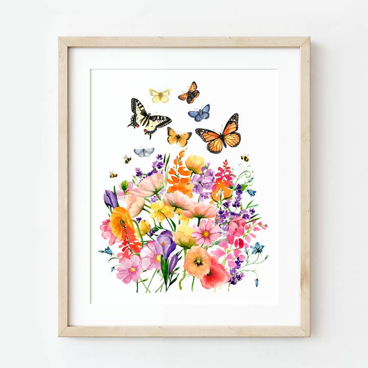 Butterfly Florals Watercolor Painting Art Prints for wholesale by NorthHouse Creative Co.