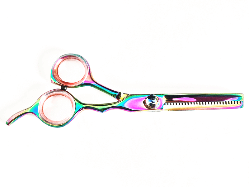 HOLLYWOOD NAILS - Venta al por mayor Tijeras de peluquería - Set de tijeras profesionales para peluquería en color arcoíris, para cortar y adelgazar3