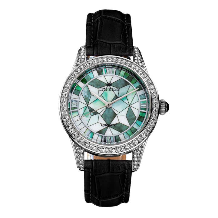 Empress - Vente Montre – femme - Montre Empress Augusta Automatique Mosaïque Nacre avec Bracelet en Cuir