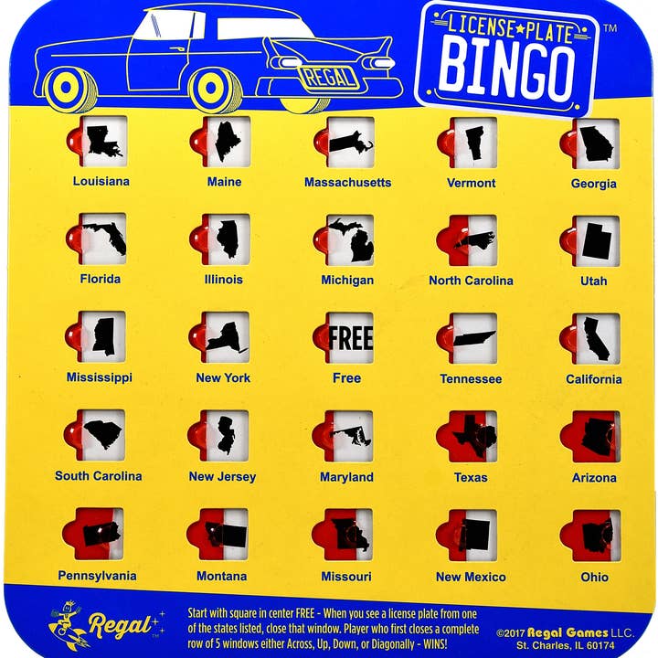 Regal Games - Wholesale Card Game - Travel Bingo License Plate 24 pc PDQ4