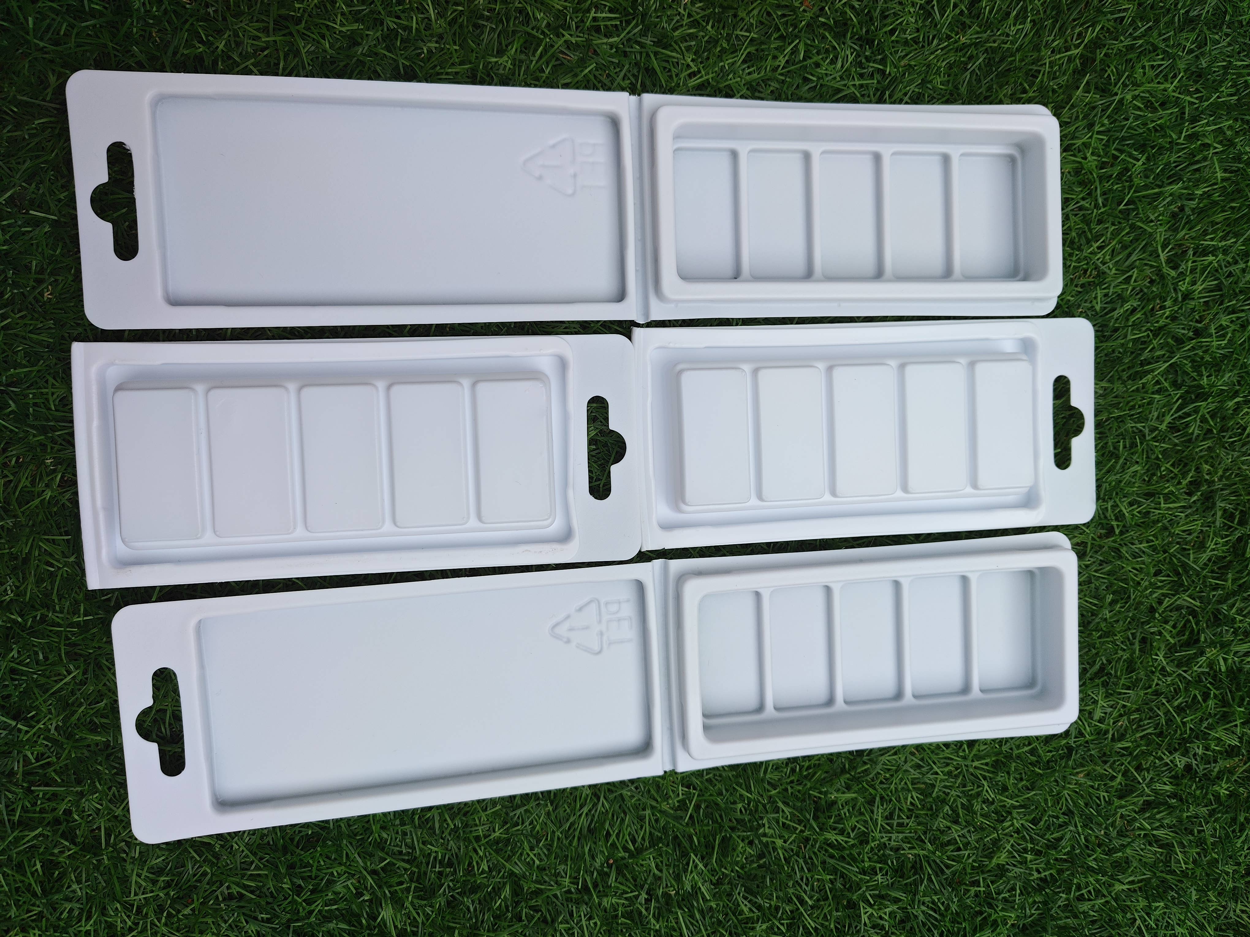 Wax Melt Clams – wholesale Wax melt – WHITE 5 Cell Snap Bar Clamshell Packaging (EMPTY)1