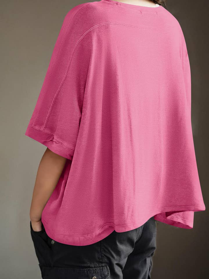 HIDDENBRAND - Wholesale T-Shirt - Women's - Casual Oversized Bat-Sleeved T-Shirt12