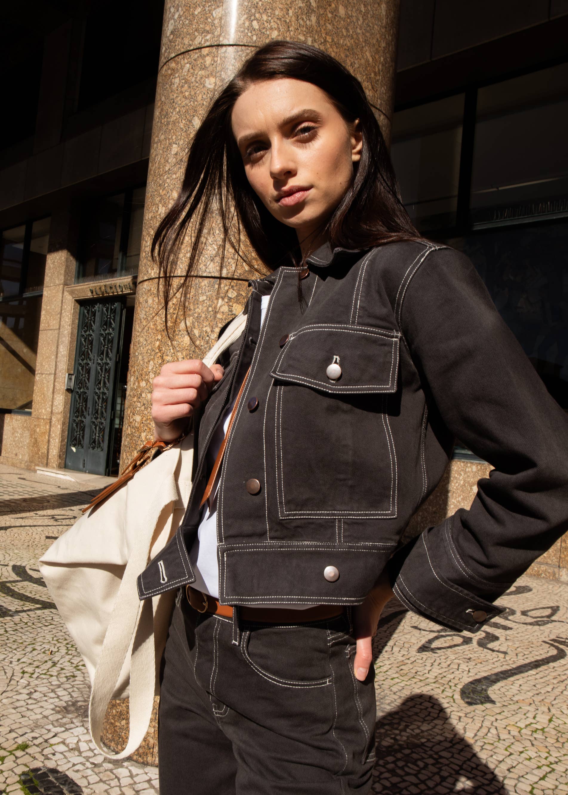 A  LINE - Vente Veste en jean – femme - Veste en denim courte et boxy1